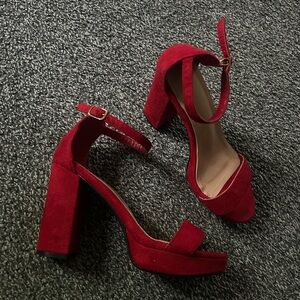Allegra K Red Block Heel Sandals